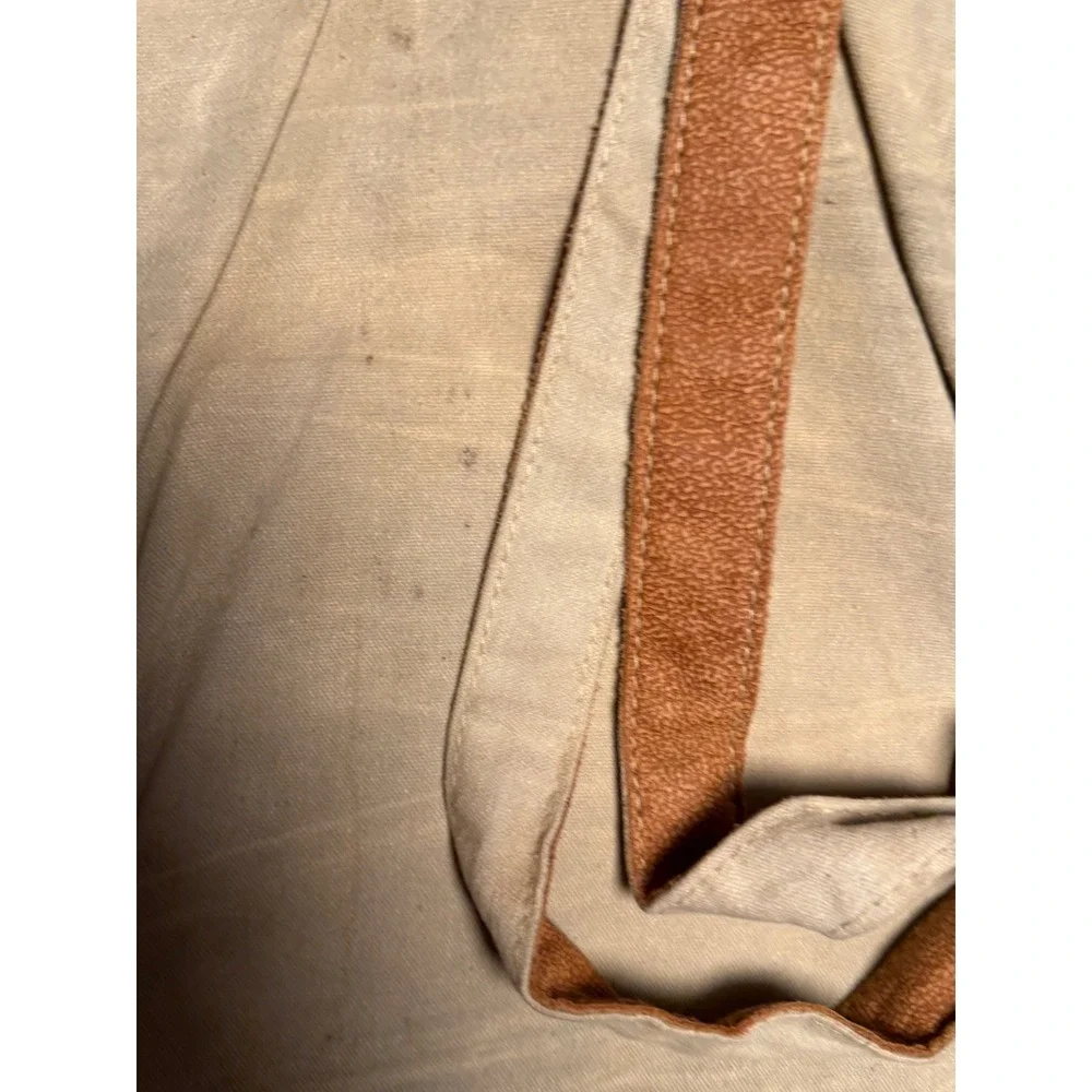Flawed Gem! Western Cowhide Tooled Leather Canvas Backpack  display picture 1